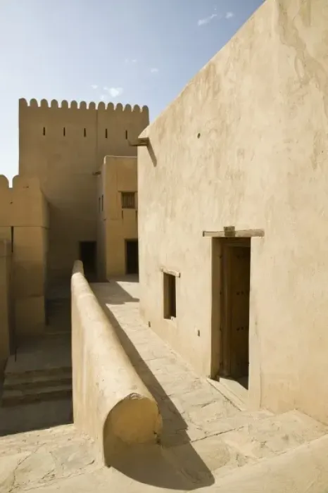 Framed Print : Oman, Western Hajar Mountains, Nizwa. Nizwa Fort, Interior of Fort Walls