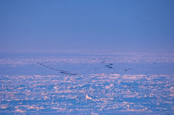 open leads in the pack ice on the frozen Arctic ocean, off Herschel Island and the