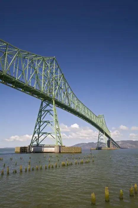 Framed Print : OR, Astoria, Astoria-Megler bridge, carries highway 101 across the Columbia River