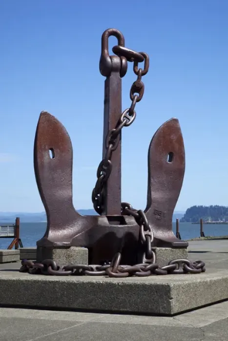 Framed Print : OR, Astoria, Columbia River Maritime Museum, Ship anchor