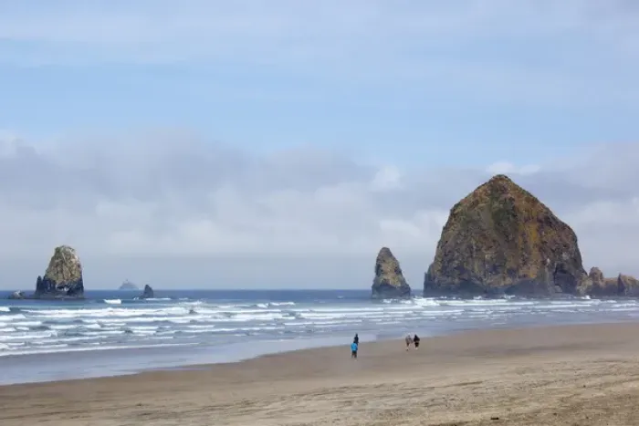 Framed Print : OR, Cannon Beach, Haystack Rock and fog