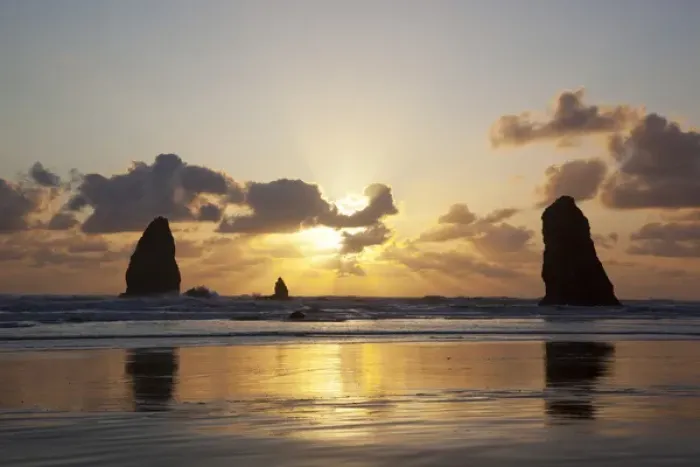 Framed Print : OR, Cannon Beach, seastacks at sunset Framed Print : OR, Cannon Beach, seastacks at sunset