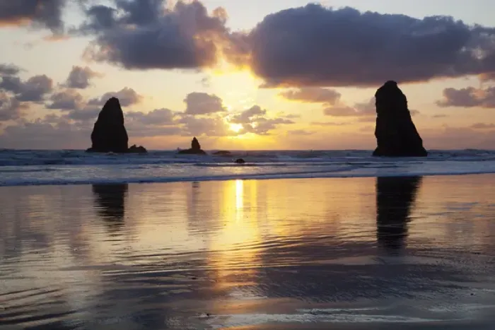 Framed Print : OR, Cannon Beach, seastacks at sunset Framed Print : OR, Cannon Beach, seastacks at sunset