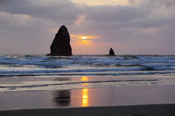 Framed Print : OR, Cannon Beach, seastacks at sunset Framed Print : OR, Cannon Beach, seastacks at sunset