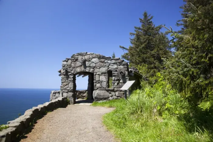 Framed Print : OR, Cape Perpetua Scenic Area, shelter at overlook built by CCC Framed Print : OR, Cape Perpetua Scenic Area, shelter at overlook built by CCC