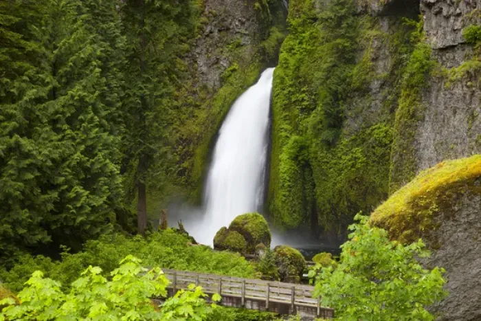 Framed Print : OR, Columbia River Gorge National Scenic Area, Wahclella Falls, Tanner Creek drops