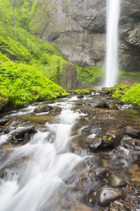 Framed Print : OR, Columbia River Gorge National Scenic Area, Latourell Creek and Falls