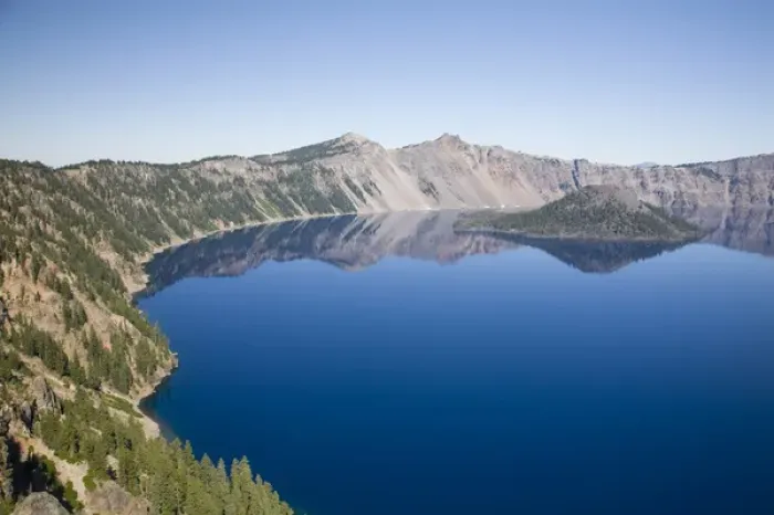 Framed Print : OR, Crater Lake National Park, Crater Lake and Wizard Island Framed Print : OR, Crater Lake National Park, Crater Lake and Wizard Island