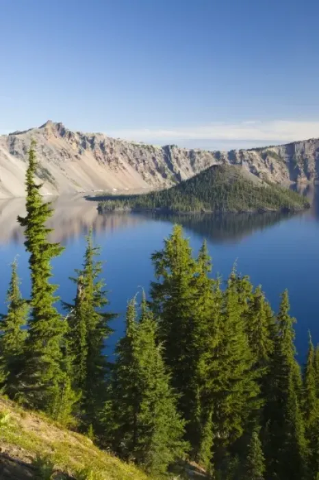 Framed Print : OR, Crater Lake National Park, Crater Lake and Wizard Island Framed Print : OR, Crater Lake National Park, Crater Lake and Wizard Island