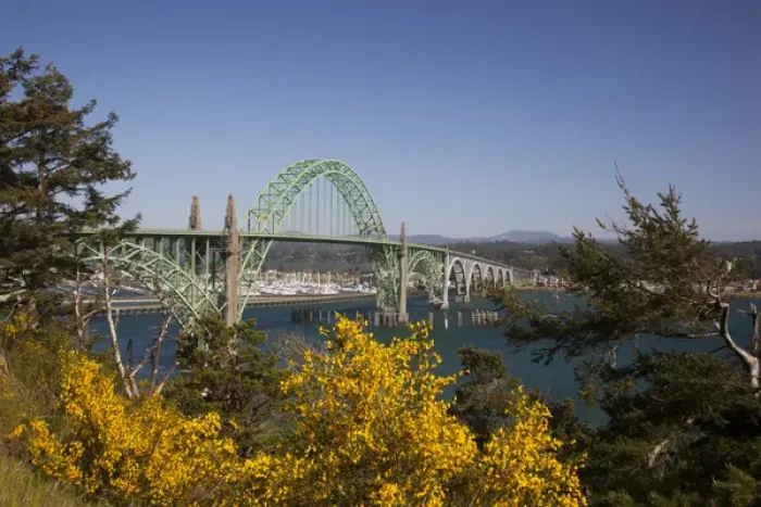 Framed Print : OR, Newport, Yaquina Bay Bridge on highway 101