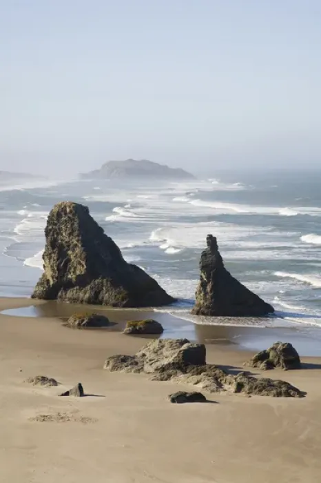Framed Print : OR, Oregon Coast, Bandon, Bandon Beach, Seastacks