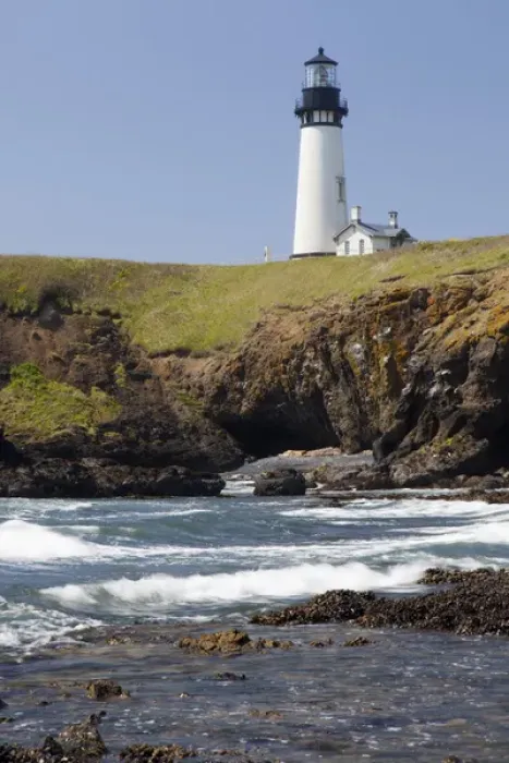 Framed Print : OR, Oregon Coast, Newport, Yaquina Head lighthouse, completed in 1873, 93 foot high