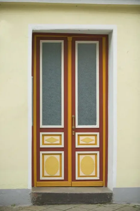 Framed Print : orange door