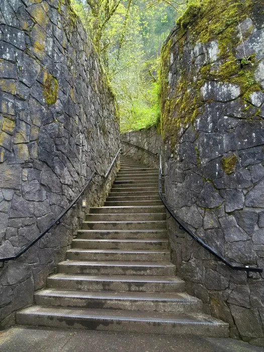 Framed Print : Oregon, USA. Columbia River Gorge National Scenic Area, stairway