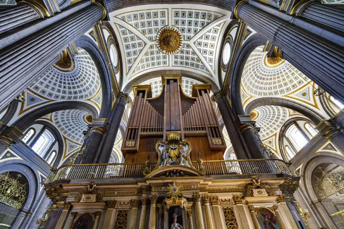 Framed Print : Organ Basilica ceiling Cathedral Puebla, Mexico. Built in 15 to 1600 s