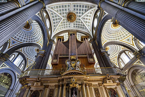 Organ Basilica ceiling Cathedral Puebla, Mexico. Built in 15 to 1600 s