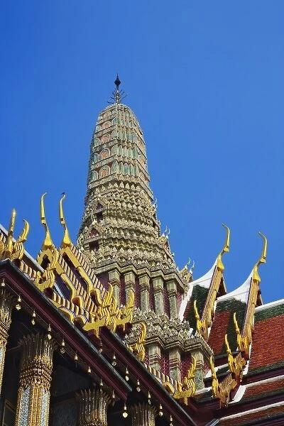 Ornate columns and spire, Grand Palace, Bangkok, Thailand