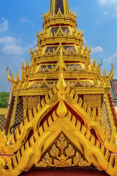 Framed Print : Ornate spire, Loha Prasat, Wat Ratchanatdaram, Worawihan, Bangkok, Thailand. Built 1846. 37 Spires for 37 Buddhist virtues to reach enlightenment