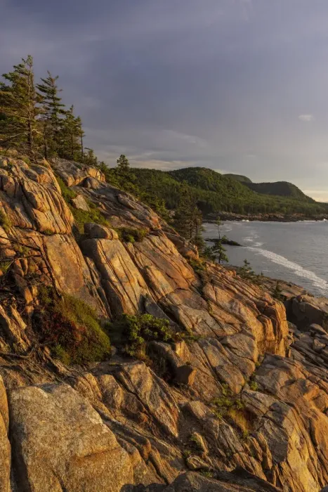 Framed Print : Otter Cliffs at sunrise in Acadia National Park, Maine, USA