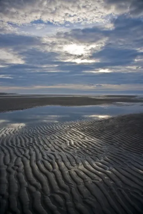 Framed Print : Outgoing tide reveals ripples in beach at Silver Salmon Creek, Lake Clark NP, Alaska