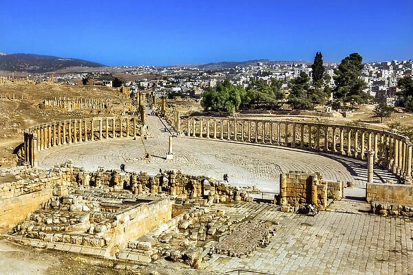 Oval Plaza 160 Ionic Columns Ancient Roman City Jerash Jordan