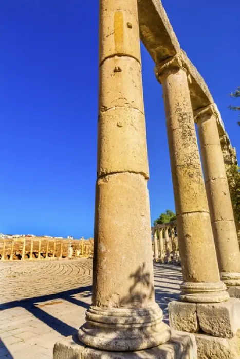 Framed Print : Oval Plaza 160 Ionic Columns Ancient Roman City Jerash Jordan
