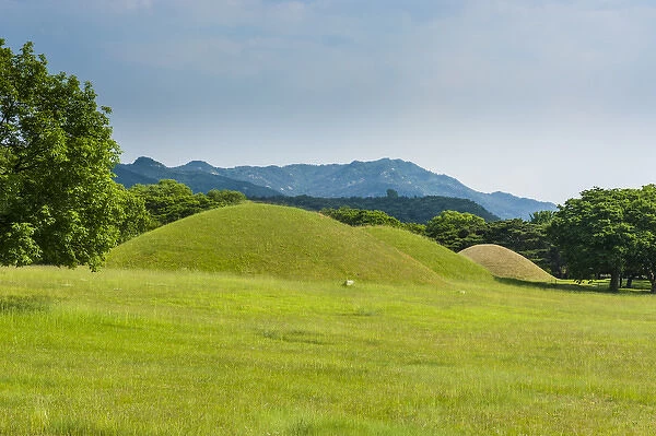 Overgrown grass tombs in the Unesco world heritage sight Gyeongju, South Korea