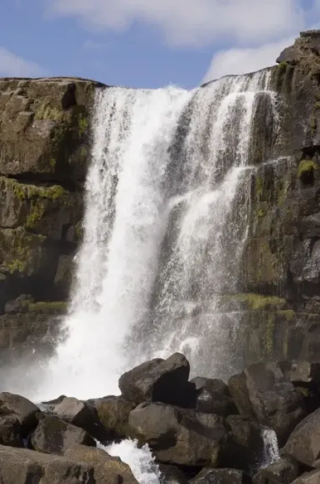 Framed Print : Oxararfoss waterfall on Mid-Atlantic Rift, Thingvellir National Park, Iceland