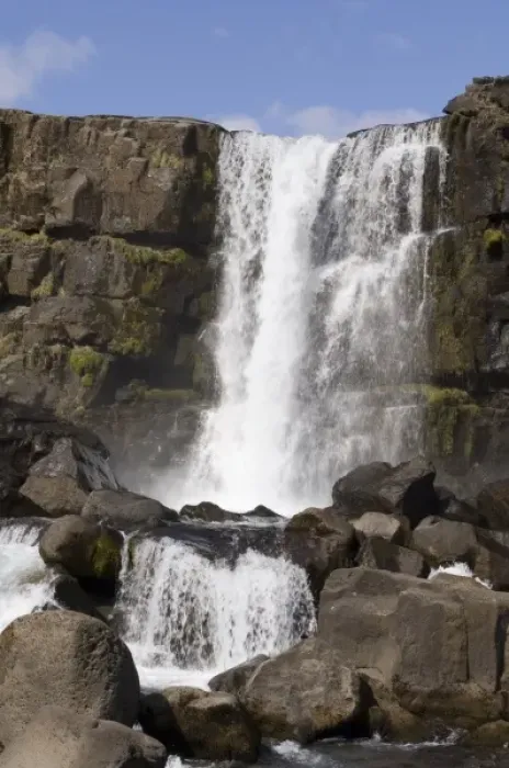 Framed Print : Oxararfoss waterfall on Mid-Atlantic Rift, Thingvellir National Park, Iceland