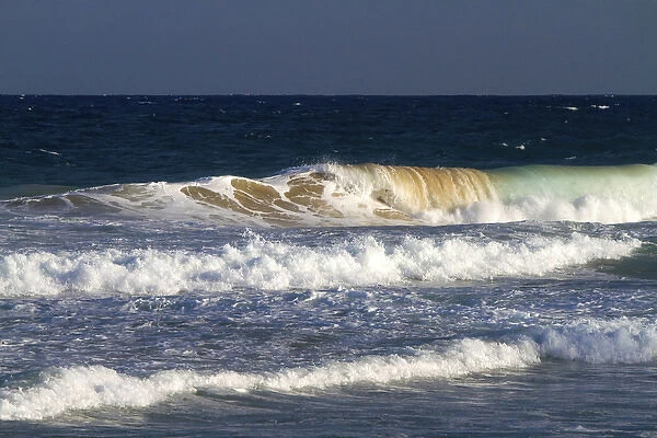 Pacific ocean waves off the island coast of Kauai, Hawaii, USA