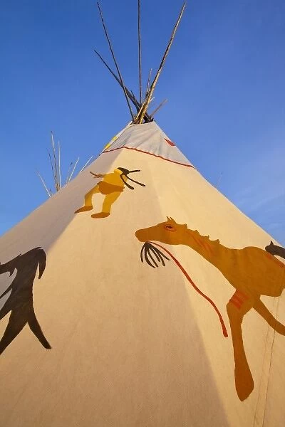 Painted teepee at North American Indian Days celebration in Browning, Montana
