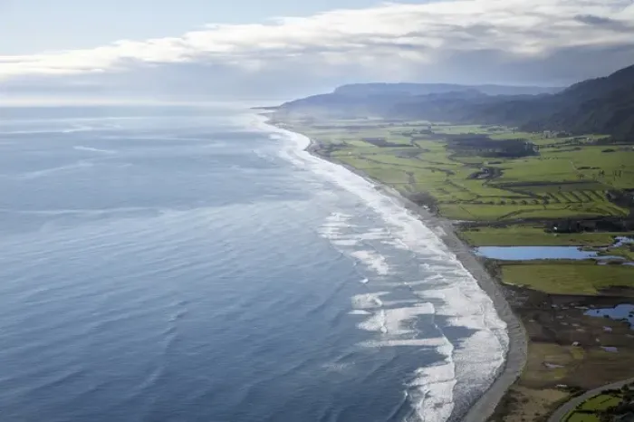 Framed Print : Pakiroa Beach, near Punakaiki, West Coast, South Island, New Zealand - aerial Framed Print : Pakiroa Beach, near Punakaiki, West Coast, South Island, New Zealand - aerial