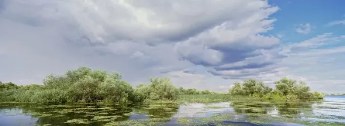 Framed Print : Panorama of lakes and channels in the Danube Delta, romania, thunderstorm clouds form in the air Framed Print : Panorama of lakes and channels in the Danube Delta, romania, thunderstorm clouds form in the air