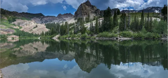 Framed Print : Panoramic landscape of Sundial Peak, Lake Blanche and reflection Framed Print : Panoramic landscape of Sundial Peak, Lake Blanche and reflection