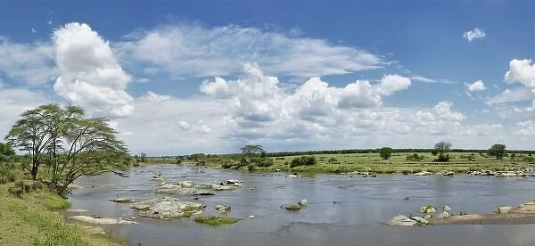 Panoramic view of the Mara River, Serengeti National Park, Tanzania