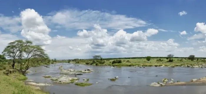 Framed Print : Panoramic view of the Mara River, Serengeti National Park, Tanzania Framed Print : Panoramic view of the Mara River, Serengeti National Park, Tanzania