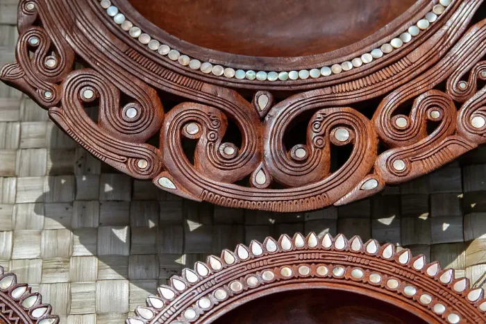 Framed Print : Papua New Guinea, Milne Bay Province, Kuiawa Island, aka Kuyau. Traditional hand carved wooden bowl with shell inlay Framed Print : Papua New Guinea, Milne Bay Province, Kuiawa Island, aka Kuyau. Traditional hand carved wooden bowl with shell inlay