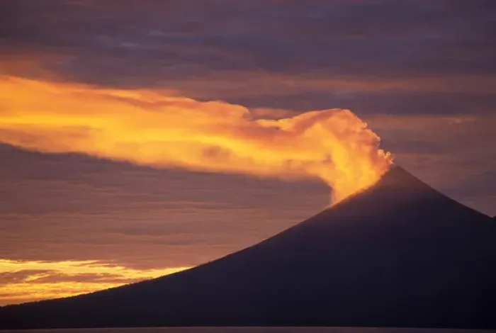 Framed Print : Papua New Guinea, West New Britain, Ulauan (Father s) Volcano at sunrise