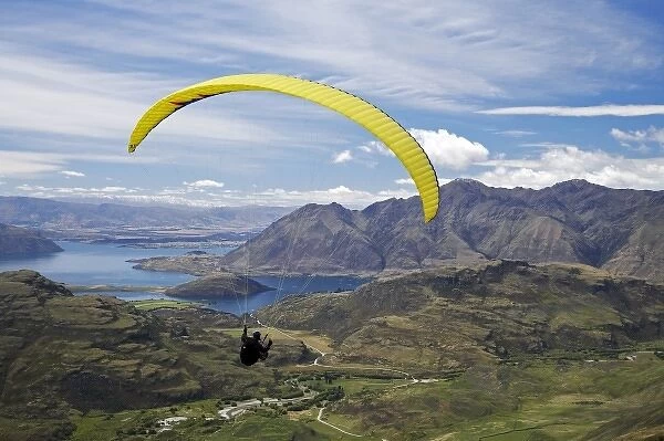Paraglider above Lake Wanaka, South Island, New Zealand
