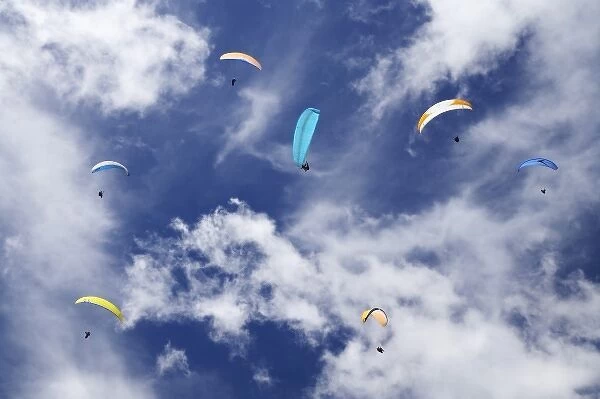Paragliders near Wanaka, South Island, New Zealand