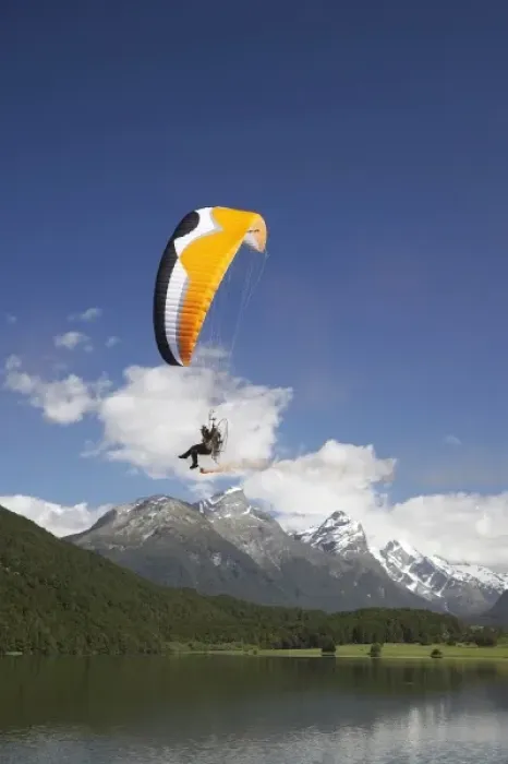 Framed Print : Paramotor, Diamond Lake, Paradise, near Glenorchy, Queenstown Region, South Island Framed Print : Paramotor, Diamond Lake, Paradise, near Glenorchy, Queenstown Region, South Island