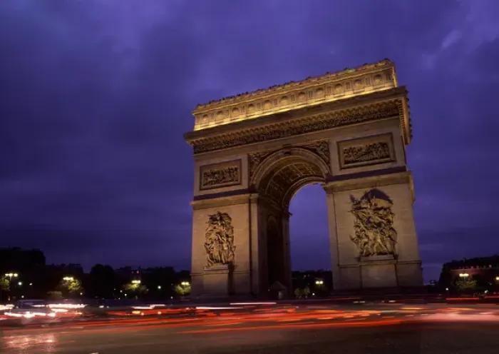 Framed Print : Paris, France. Famous Arc de Triomphe Monument at Sunset