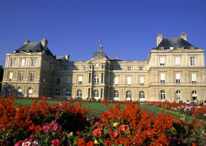 Framed Print : Paris, France. Luxembourg Palace and Grounds with Flowers
