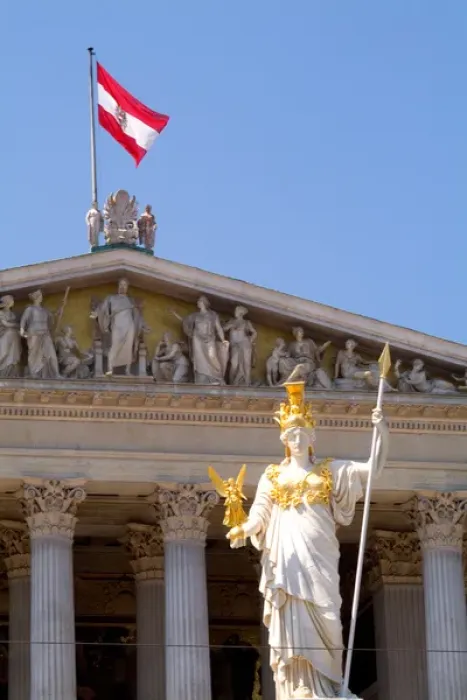 Framed Print : Parliament Building and flag in Vienna Austria Framed Print : Parliament Building and flag in Vienna Austria