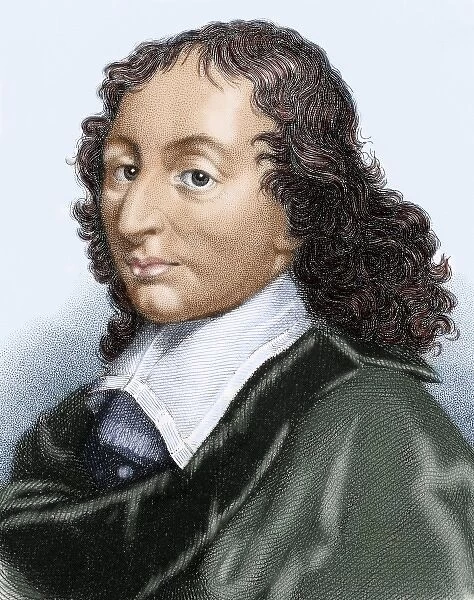 Pascal, Blaise (1623-1662). French mathematician, physicist and philosopher. Colored engraving