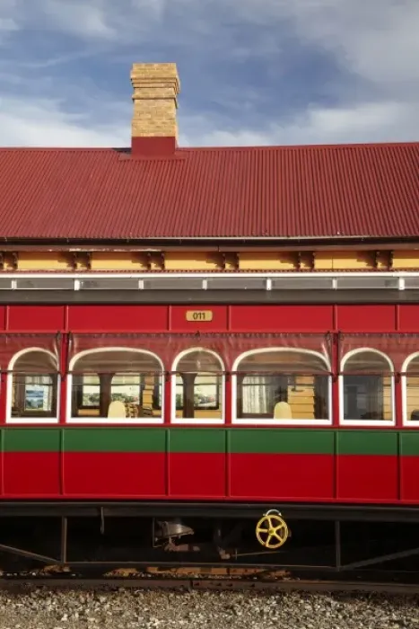 Framed Print : Passenger Carriage from West Coast Wilderness Railway at Railway Station, Regatta Point Framed Print : Passenger Carriage from West Coast Wilderness Railway at Railway Station, Regatta Point