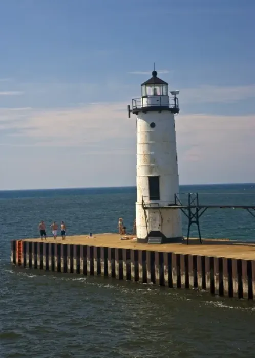 Framed Print : Passing Manistee North Pierhead Lighthouse Framed Print : Passing Manistee North Pierhead Lighthouse