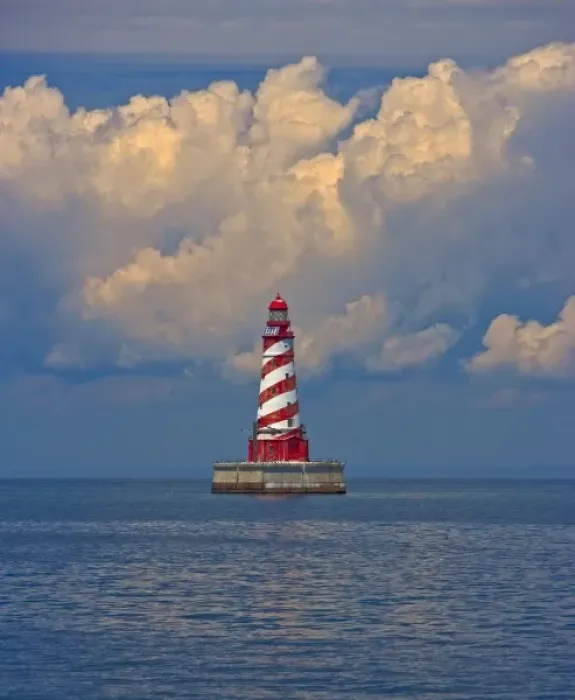 Framed Print : Passing by White Shoal Lighthouse leaving Beaver Island Framed Print : Passing by White Shoal Lighthouse leaving Beaver Island