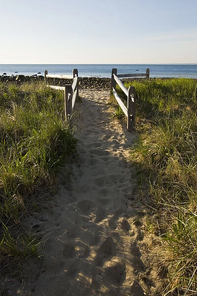 The path to the beach at the Center Hill Preserve in Plymouth, Massachusetts. Cape