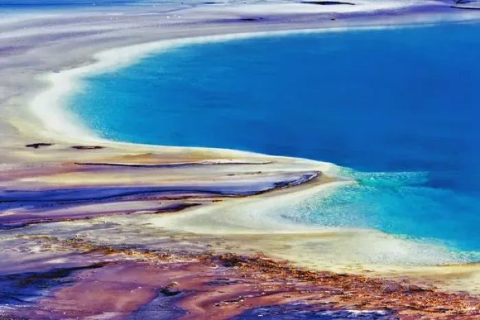 Framed Print : Pattern in bacterial mat around Grand Prismatic Spring, Midway Geyser Basin, Yellowstone
